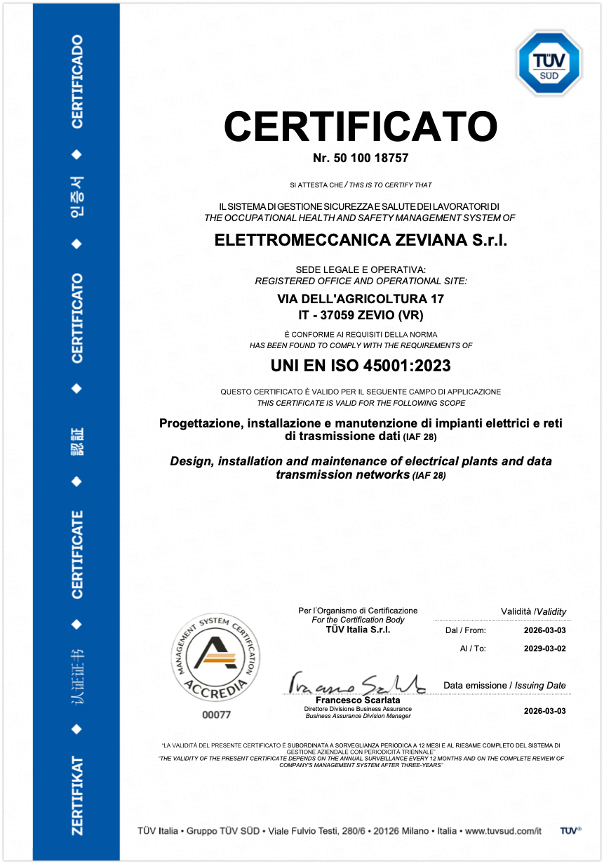 Certificazione TUV 45001:2023