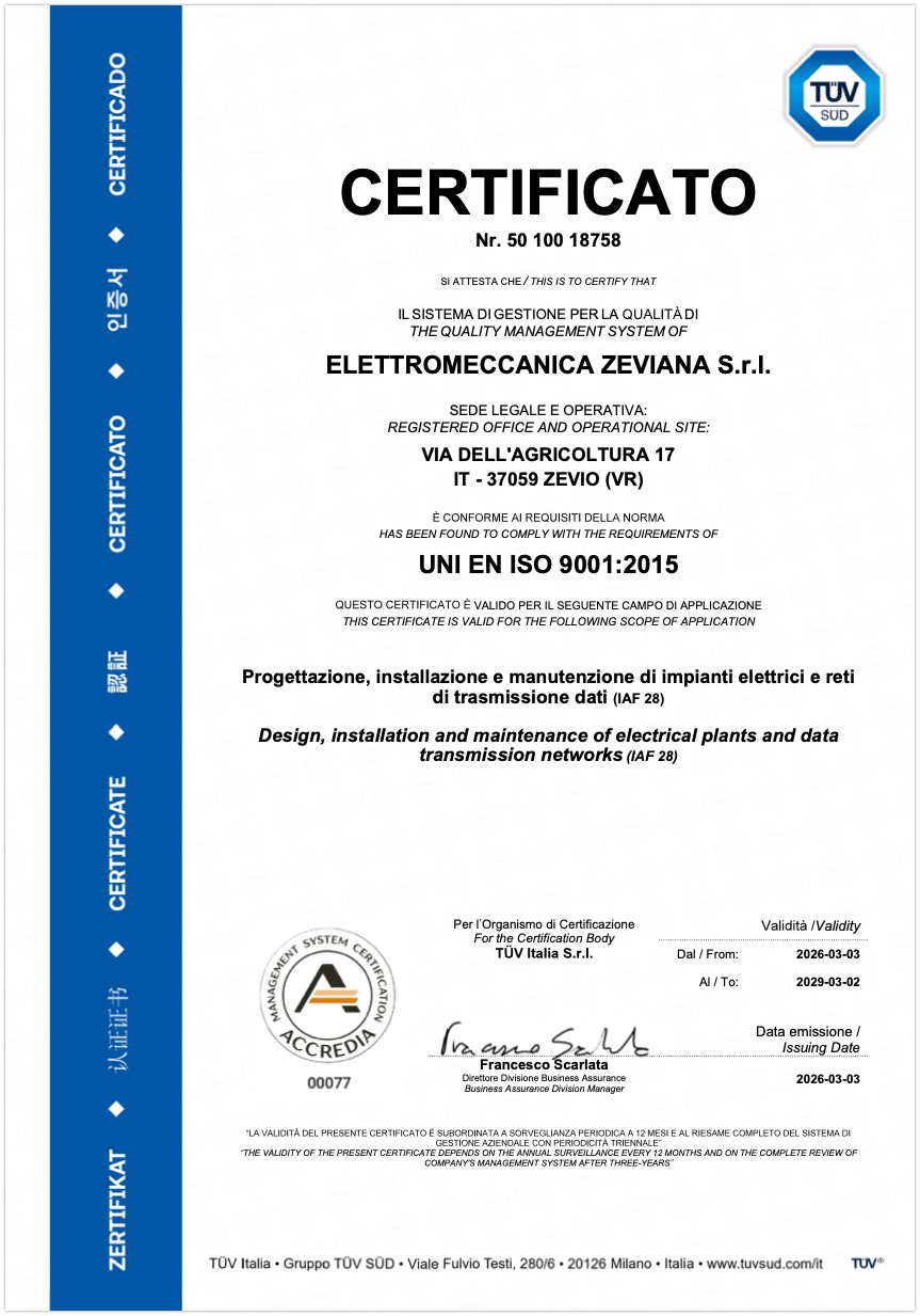 Certificazione TUV 9001:2015